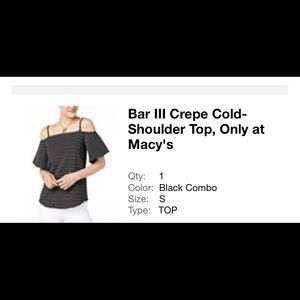 Bar III Flutter-Sleeve Cold-Shoulder Striped Top